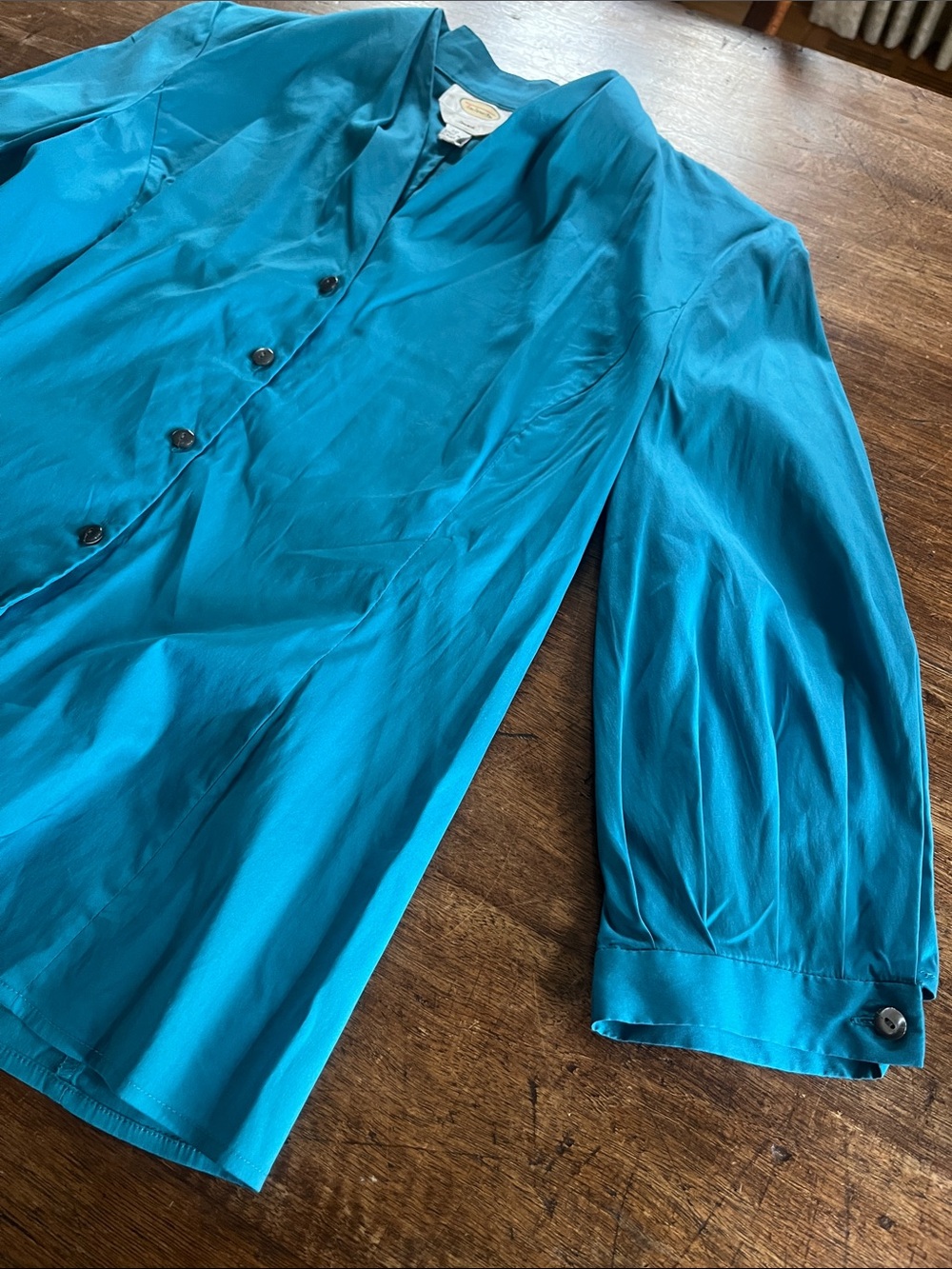 Talbots Teal Button-Front Blouse - Picture 4 of 4